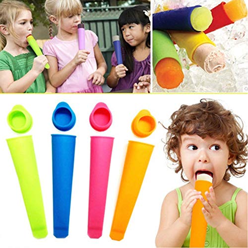 ZH Silicone Popsicle Mould, 6 Vibrant Colors with Cover, Durable, Reusable, DIY Ice Cream Jelly Lollipop Popsicle Pops Set of 6ï¼ˆcolor007ï¼‰