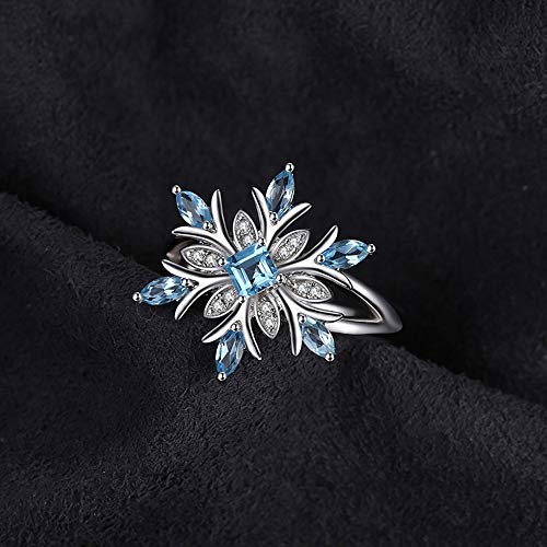 Greendou Fashion 925 Sterling Silver Aquamarine Crystal Christmas Snowflake Rings Flower Wedding Jewelry (7)3