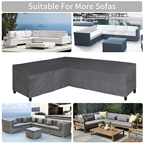 Image of Easy-Going Patio L-Shaped Sectional Sofa Cover, 83 inchX104 Waterproof Outdoor Sectional Cover, Heavy Duty Garden Furniture Cover (Left Facing, Dark Gray)