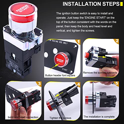 Twidec/12V Dc Ignition Switch Panel 2 In 1 Racing Car Engine Start Push Button Switch With Red Led Toggle Switch And Indicator Light Ignition Control Panel For Car Boat Marine Truck #TOP2