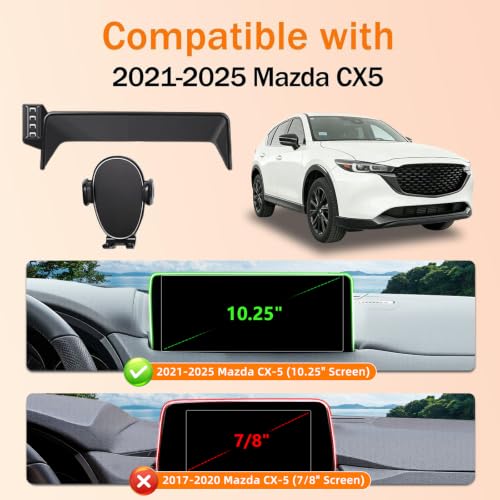 Car Phone Holder for Mazda CX5 (2021-2025,10.25" Screen Only), 360 Phone Holder Rotating, Hands Free Mobile Holder, Car Mount for iPhone, Samsung & Android, with Storage Box, CX-5 Interior Accessories - Image 2