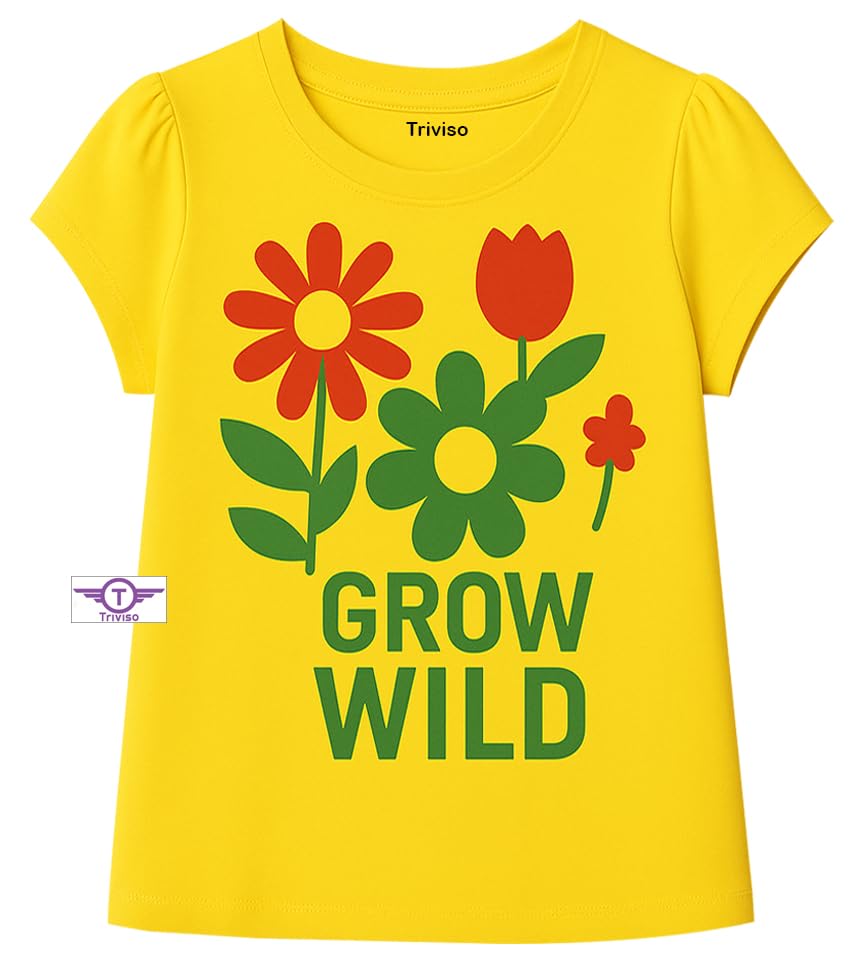Image of Kid Girls Cotton T Shirts Regular Tops for 2 Year to 11 Years Pack of 5
