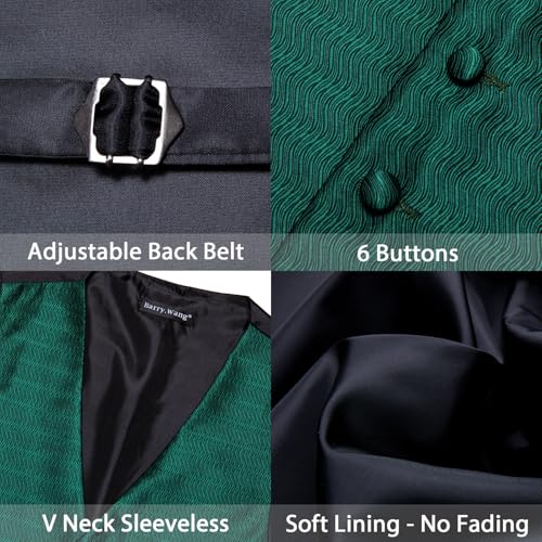 Image of Barry.Wang Men's Suit Vest Formal /Leisure Paisley Jacquard Silk Tie Pocket Square Waistcoat Set Wedding 5PCS