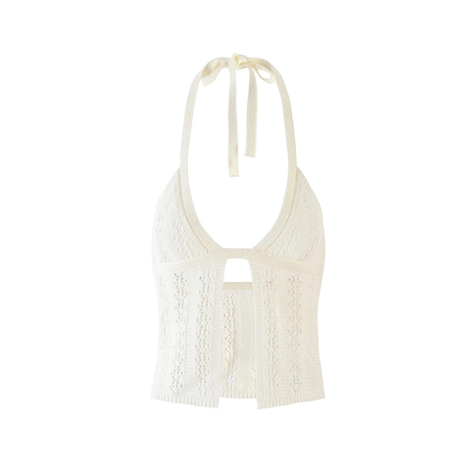 Femmes 2 pièces bikini ensemble été dos nu crop top mini jupe plage crochet tricot ensembles
