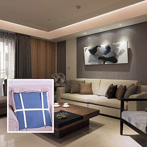 Yontree 12 Stück Bettlakenspanner Elastische Betttuchspanner Verstellbare Spannbettlakenhalter Weiß Lakenspanner mit Metallclips für Bettlaken, Matratze, Bügelbrett oder Sofa - Image 7