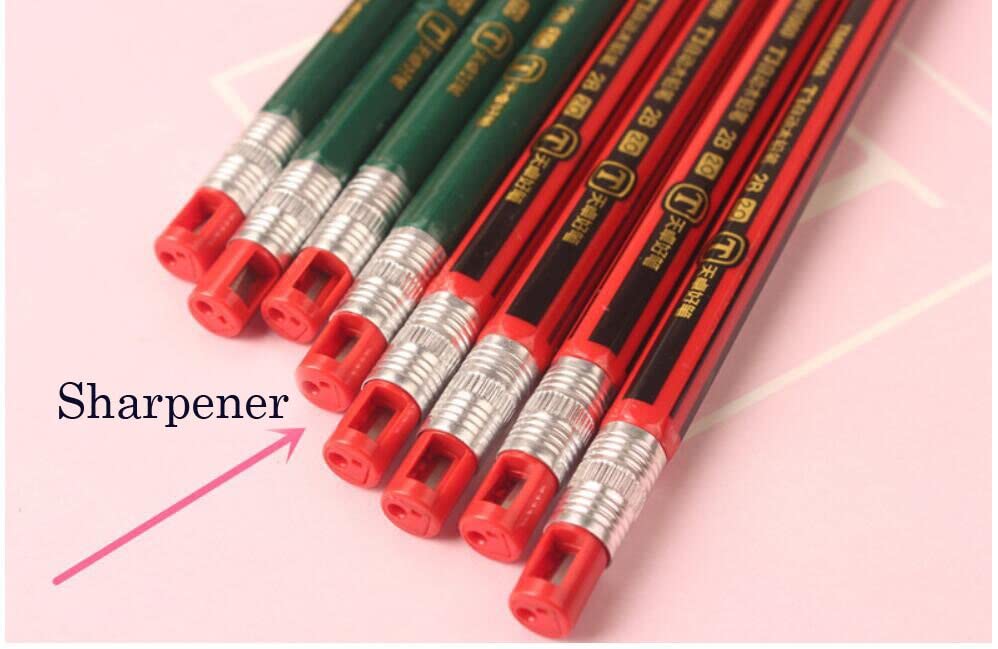 Image of Crackles Mechanical Pencil Set, 2.0 HB Graphite Leads Mechanical Pencils with inbuilt sharpener - Red & Green (10)