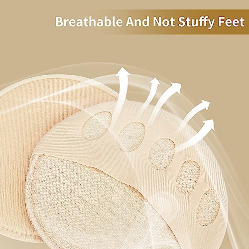 Image of 4 Pairs Honeycomb Fabric Forefoot Pads Women High Heels Invisible Socks High Heel Comfort Pads for Relieving Foot (2Gray 2Beige)