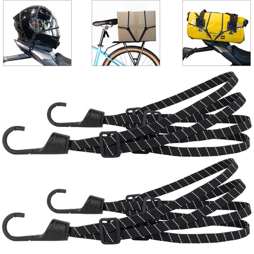 2 Stücke Gepäckspanner, Expander mit Haken, Spanngurte mit Haken, Spanngurte Kurz Mit 4 Schiebeschnalle, Spanngurt Fahrrad, Gepäckträger Spanngurt für Motorrad Fahrrad usw