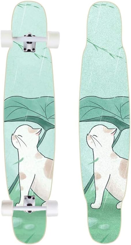 Skateboard Cruiser 46 Inch Longboard Drop Through Complete Skateboards 8 Layer Maple Wood Skate Board Deck Pro Long Boards Skateboard Adults for Beginners, Boys, Girls, Teens (Color : Cat)