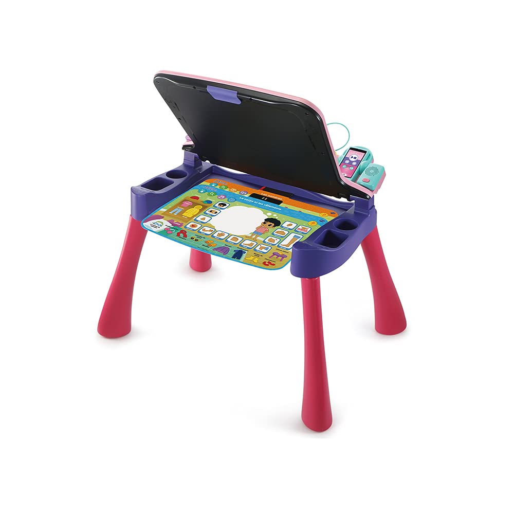 VTech â€“ Magi Bureau Interactif 5 en 1 Rose, Bureau Enfant Interactif, Fonction Projection â€“ 3/6 Ans - Version FR