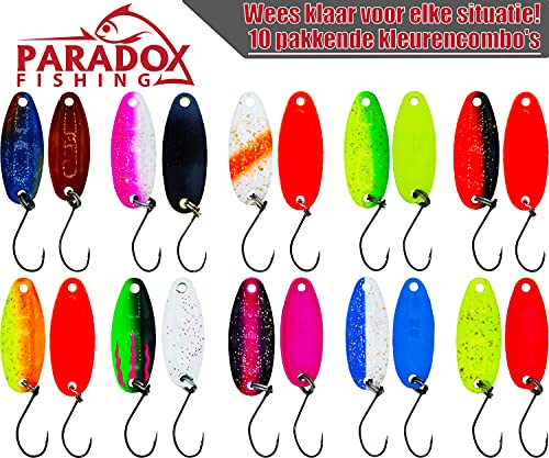 Paradox Fishing forel ass Set 10 Spoons 2,5 g trout spoons met doos en 5 Snaps forel lokaas set voor forellen vissen forellen knipperlichten - Spoons forel - Image 3