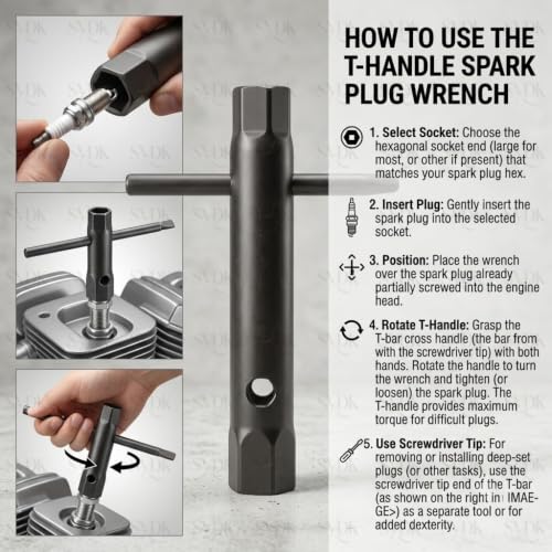 Image of Spark Plug Spanner Wrench for Motorcycles & Bikes Durable Steel Tool for Spark Plug Removal Repair Maintenance (Silver Finish, Universal Fit)