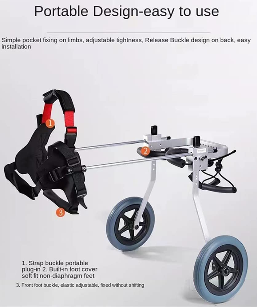 REMEK Carrozzina per Animali Domestici Zampe Posteriori, Carrello Cani Disabili Regolabile Pet Walk Assistant per Zampe Leg Riabilitazione Posteriori Dell'animale Domestico Pratica