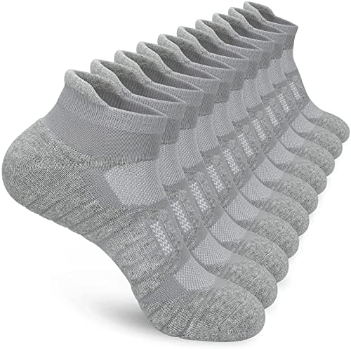 srclo Mens Running Socks Anti-Blister Cushioned Sports Socks,White Black Trainer Socks For Men 9-12,Breathable Ankle Athletic Socks 5pairs.