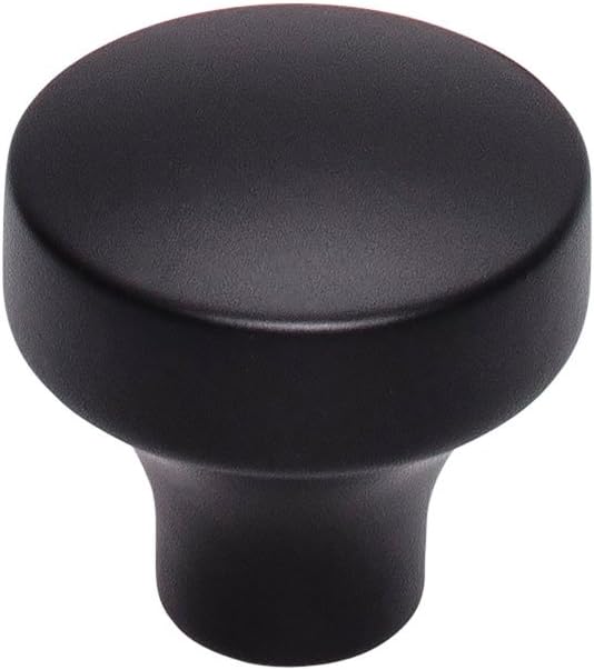 Top Knobs - TK901BLK - Kinney Knob 1 1/4 - Flat Black - Lynwood Collection