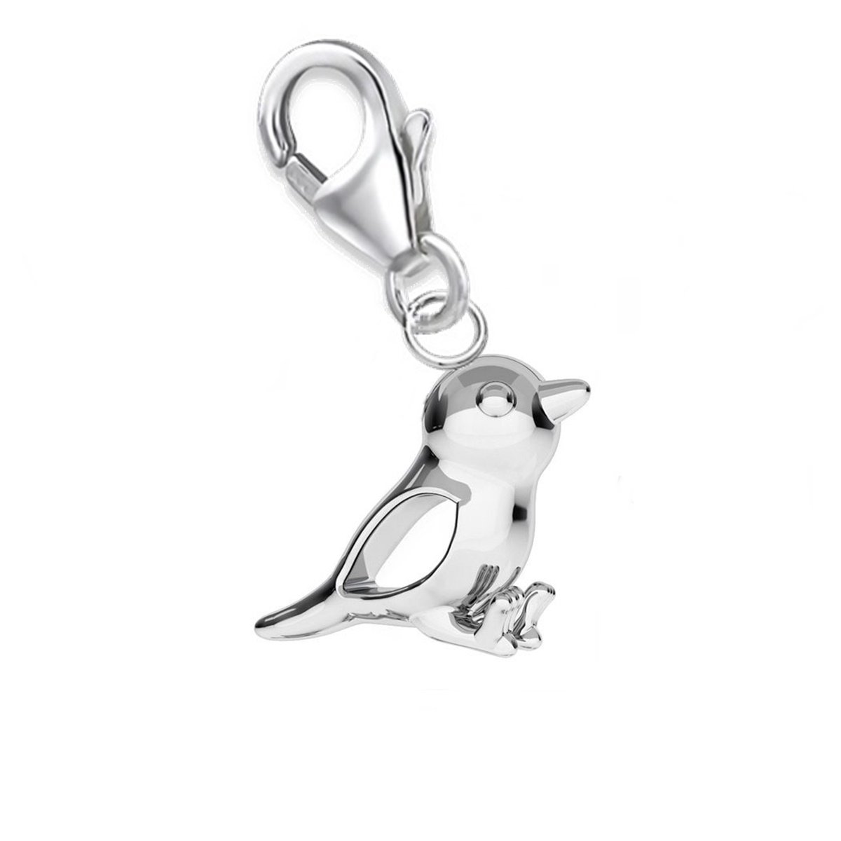 Goldene Hufeisen Mini petit mousqueton moineau Pendentif pour bracelet à breloques ou chaîne à breloques en argent 925 Motif oiseau