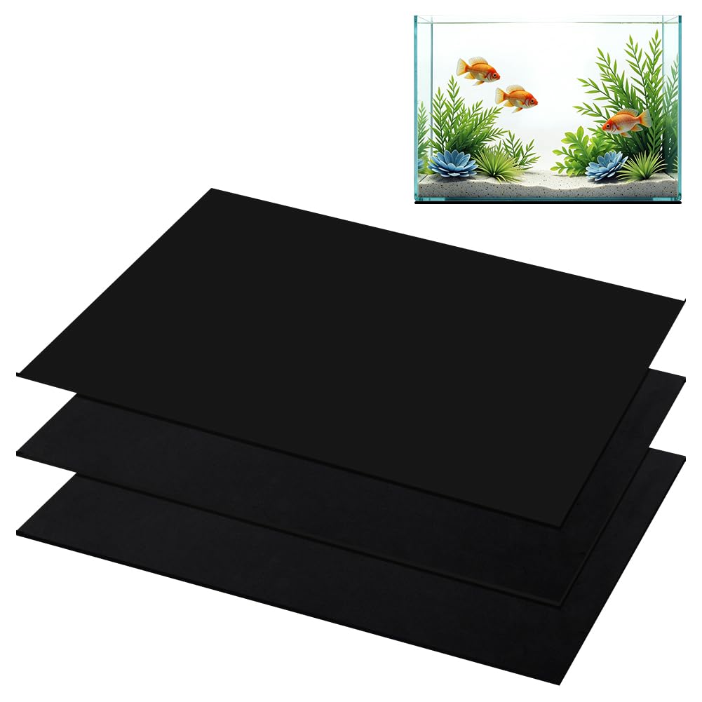 NBEADS 3 Pcs Neoprene Foam Aquarium Leveling Mat, 550x350mm Non-Adhesive Fish Tank Pad, Black Shock Absorbing Non-Slip Under Tank Cushion