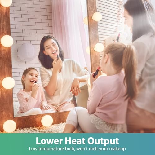 Image of DEGNJU LED Vanity Light Bulbs, 60W Equivalent, Bathroom Light Bulbs 3000K Warm White, 800 Lumens, G25 Globe Bulb for Makeup Mirror, Round Shape, 7W, 120V, Non-Dimmable, 10 Pack