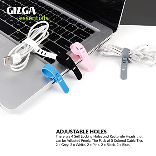 Image of Gizga Essentials Hard Drive Case Shell, 6.35cm /2.5-inch, Portable Storage Organizer Bag && Gizga Essentials Cable Organiser, Cord Management System for PC, TV, Home Theater, Speaker & Cables