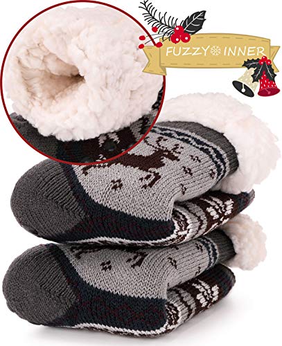Image of MOGGEI Girls Slipper Fuzzy Socks Kids Boys Fluffy Fleece Lined Warm Plush Sherpa Winter Child Home Socks