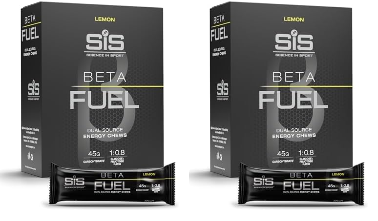 Science in Sport Beta Fuel Barra 6 x 60g Limón - Barras energéticas veganas con 46g de carbohidratos, deliciosas barras de carbohidratos como fuentes ideales de energía para el entrenamiento intenso.