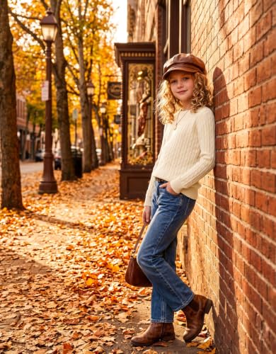 Image of Arshiner Girls Sweaters Long Sleeve Crew Neck Pullover Sweater Jumper Tops