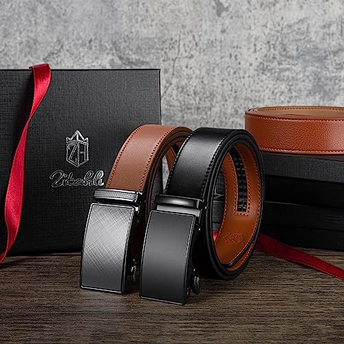 Image of Zitahli Leather Ratchet Belt for Men - 2 Pack Mens belt,Customizable Fit | Everyday Men Dress Pants Belt,Casual Occasion,Classic Style,Gifts for Men on Birthday,Anniversary,Father's Day,and Christmas