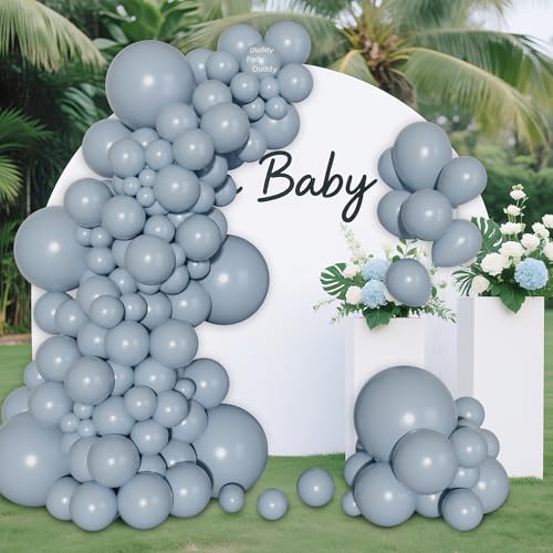Image of Ouddy Party 129Pcs Dusty Blue Balloon Arch Garland Kit in 18 12 10 5 Inch