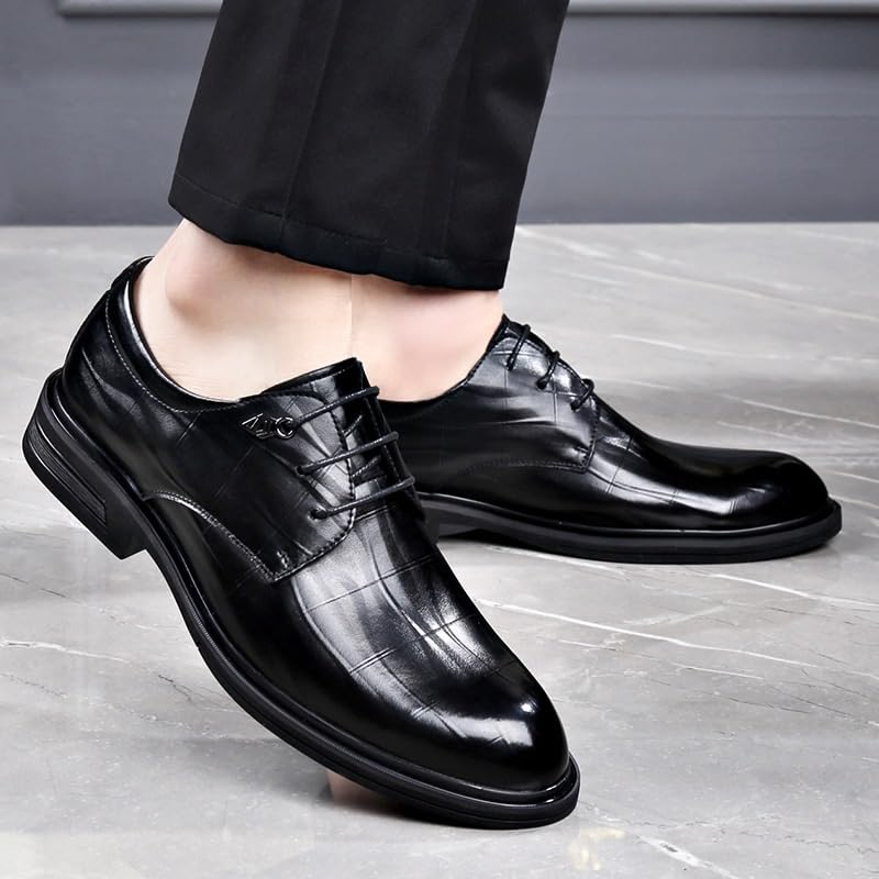 Round Head Male Casual Leather Shoes, Wedding Men Gentleman Shoes, Lace Up Anti Slip Walking Oxford2