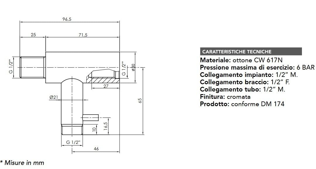 Deviatore Universale per Braccio Doccia Modello Tondo DDVBDRO - RUB10282 - Cromo
