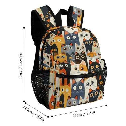 Cute Cats 13 Inch Backpack Lightweight Double Shoulder Bag with Zippers Unisex Daypack2