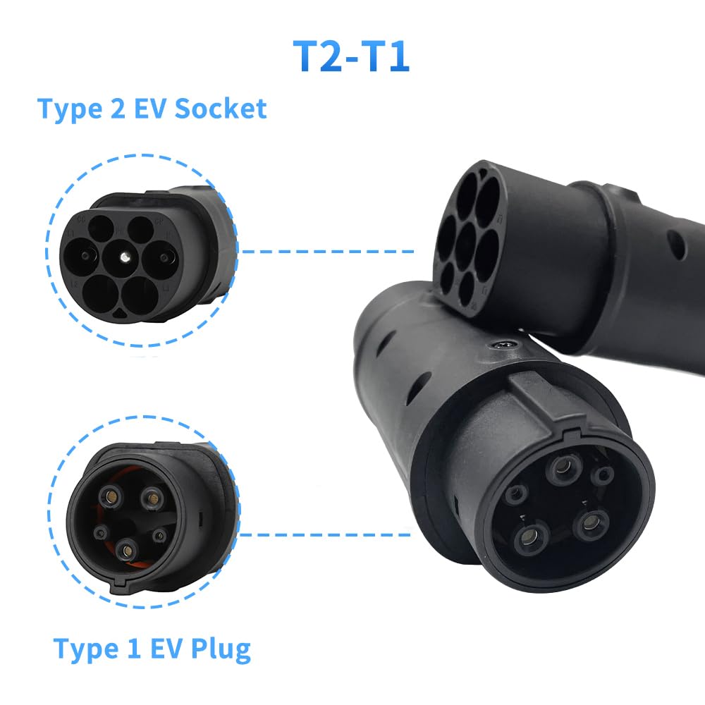 Adapter złącza ładowania EV typu 2 na typ 1, konwerter do ładowania pojazdów elektrycznych od IEC62196 do SAE J1772.