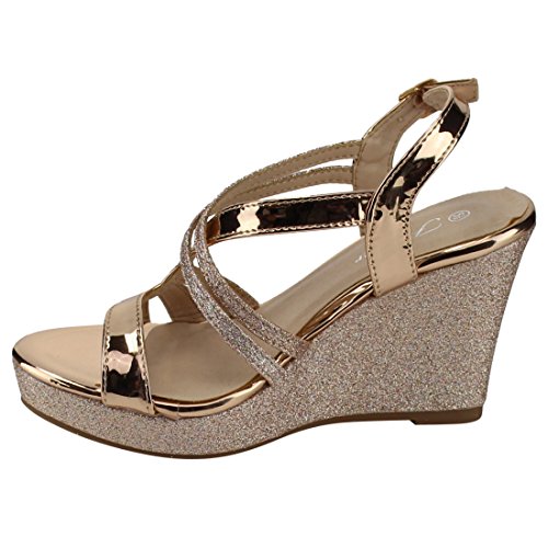 Image of Forever FQ22 Women's Glitter Strappy Wrapped Wedge Heel Platform Sandals