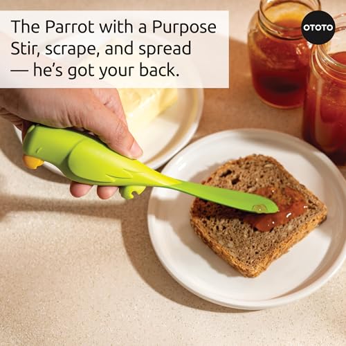 Image of OTOTO Jar Scraper Spatula - Silicone Scraper, Cute Kitchen Accessories, Unique Fun Cooking Kitchen Gadgets for Foodies - BPA-free & 100% Food Safe (Parry)
