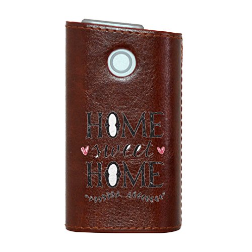 glo グロー グロウ 専用 レザーケース レザーカバー タバコ ケース カバー 合皮 ハードケース カバー 収納 デザイン 革 皮 BROWN ブラウン 英語 文字 ハート 014223