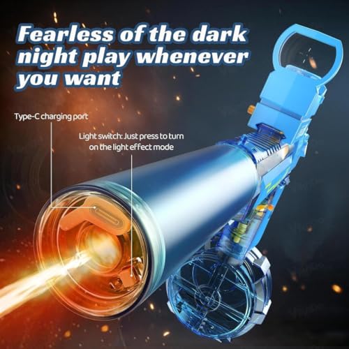 Image of VikriDA 2 in 1 (Automatic /Manual) Led Flashing Light Shooting Electric Water Gun, Powerful Water Guns Up to 32 FT Long Range, 500CC Capacity Water Blaster Gun for Holi - 1 Piece Multicolor