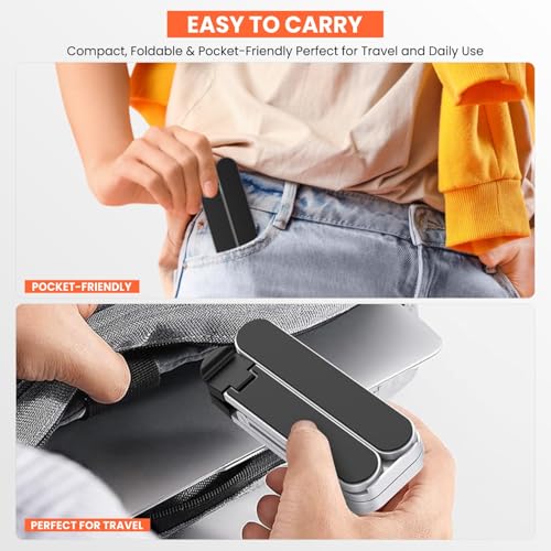 Image of Foldable Aluminum Laptop Stand | 8 Level Adjustable Height Portable Ergonomic Riser with Heat Dissipation Design | Compatible for MacBook, HP, Dell, Acer & Laptops Upto 15.6 Inch (Silver)