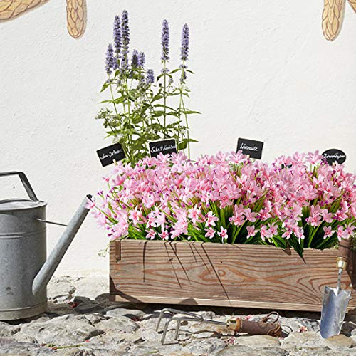 Urstoud 6 Bundles Artificial Daffodils Flowers, Fake Artificial Greenery Uv Resistant No Fade Faux Plastic Plants For Wedding Bridle Bouquet Indoor Outdoor Home Garden Kitchen Office Table Vase (Pink) #TOP4