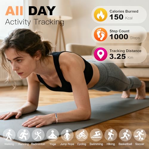 Image of Smart Bracelet for Women, Health Activity Fitness Trackers, 24 /7 Heart Rate, HRV, Blood Oxygen & Stress Monitor, 24H Sleep Tracker, Free APP for iOS & Android, Blue