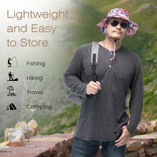 Image of Bucket Hat Wide Brim UV Protection Sun Hat Boonie Hats Fishing Hiking Safari Outdoor Hats for Men and Women