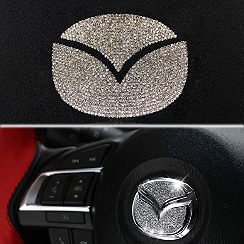 Bling Bling Car Steering Wheel Decorative Diamond Sticker Fit For Mazda 2019-2020,DIY Bling Car Steering Wheel Emblem Bling Accessories for Mazda Small Size