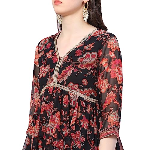 Image of BIBA Women Polyester A Line Printed Suit Set
