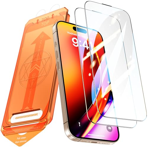 Image of 2 Pack for iPhone 16 Plus /iPhone 15 Plus Screen Protector, [9H Hardness] Tempered-Glass Screen Protector with Auto-Alignment Kit, HD Clear, Scratch Resistant