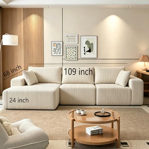 Image of Cloud Sectional Boneless Couches for Living Room, Modular L Shaped Couch with Deep Seat Oversized Right Facing Chaise, White | No Assembly Required, Cat-Claw Resistant, High-Resilience Foam