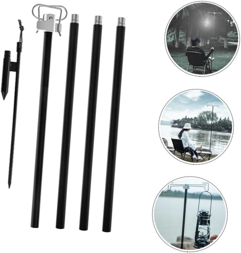 SUPVOX Outdoor Camping Lamp Stand with Hooks Lightweight Aluminium Alloy Lantern Holder for Fishing Hiking and Tent Use Portable and Durable for Outdoor Adventures