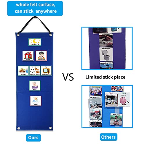 Mewise Visual Schedule Chart for Autism & ADHD Kids - 70 Routine Cards (Morning/Night/Outings) - Durable Felt Board with Storage Pocket - OT Approved Learning Tool for Home & School - Image 7