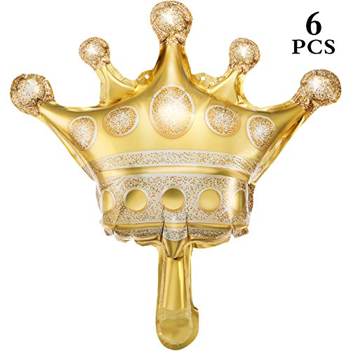 6 Pieces Jumbo Foil Crown Balloons Large 40 Inches Foil Helium Gold Crown Balloons for Birthday Wedd - //coolthings.us