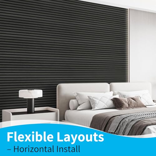 Image of Art3d 94.5 x 12.8 in Soundproof Wood Textured Wall Panel, 4-Pack, Blackwood