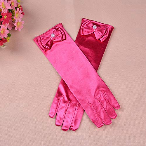 GBSTA Guantes de Boda Guantes de Novia de satén para niñas Princesa Larga Accesorios de Cosplay Guante de Boda con Traje de Arco Regalo de cumpleaños Azul, Rojo