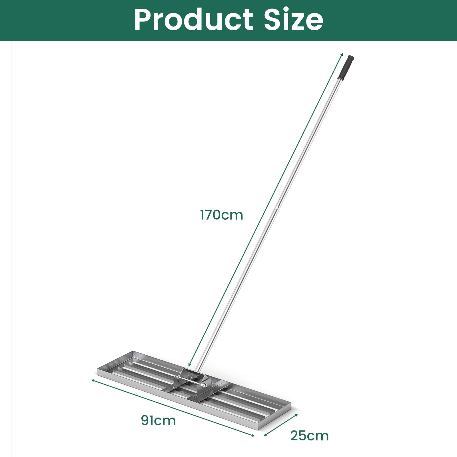 Grabie wyrównujące trawnik ” x 10”, wytrzymałe metalowe narzędzie do wyrównywania trawnika z ergonomicznym, długim uchwytem o długości 77”, narzędzie do poziomowania trawnika, grabie do ogrodu, na d